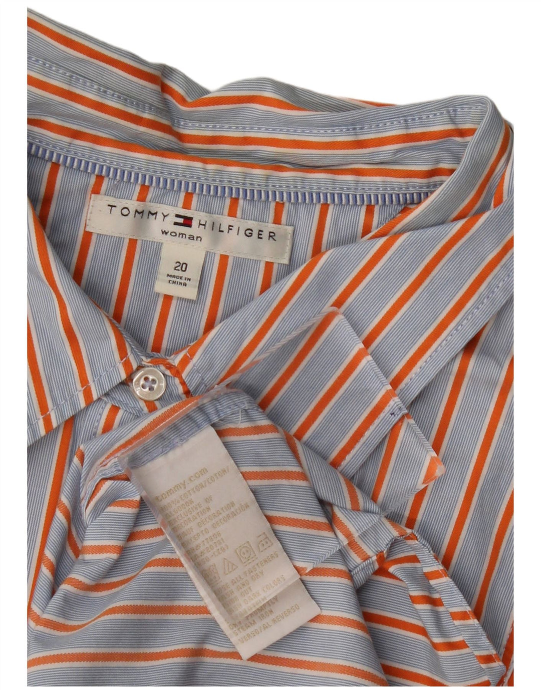 TOMMY HILFIGER Camisa para mujer US 20 3XL Algodón a rayas azules