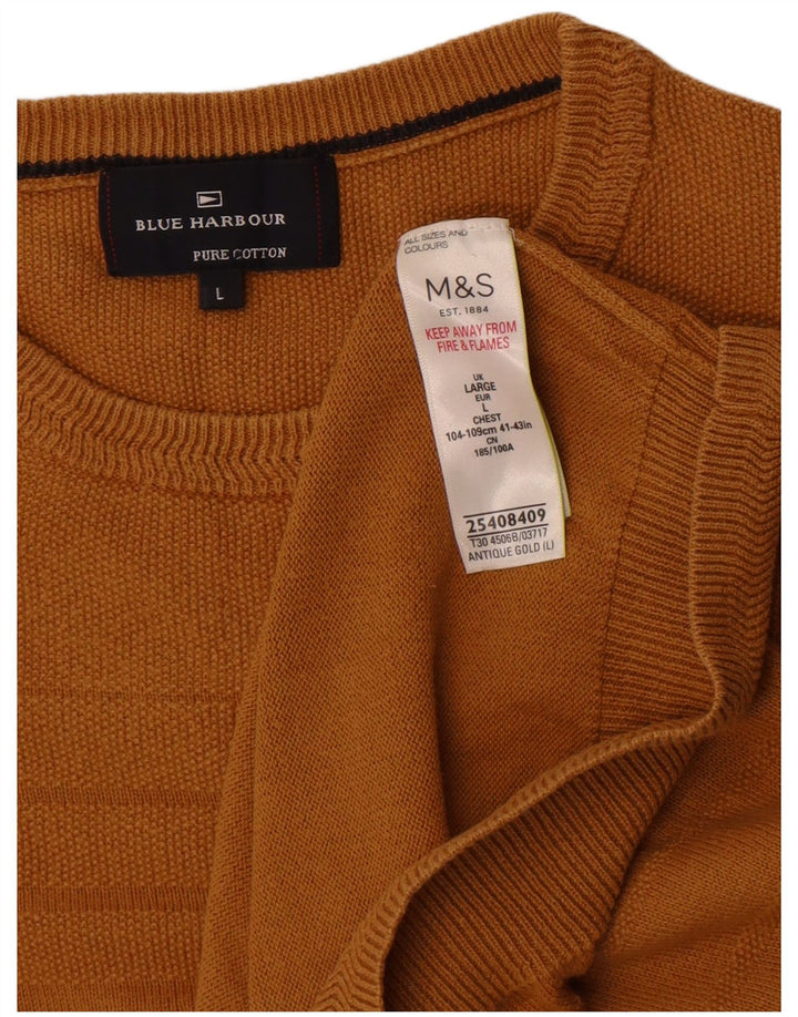 Marks & Spencer Suéter tipo jersey con cuello redondo en azul Harbor para hombre, talla grande, dorado