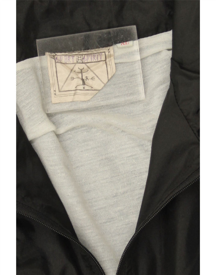 Vintage Hombre Chándal Top Chaqueta XL Negro Colorblock Poliamida
