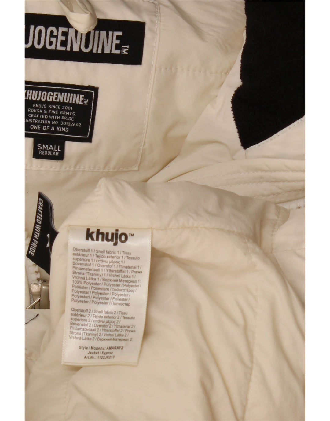 KHUJO Chaqueta Acolchada Regular Con Capucha Para Hombre Poliéster Blanco Pequeño