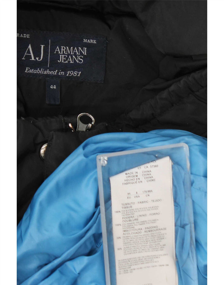 Armani Chaqueta acolchada con capucha para mujer EU 44 XL Azul marino Poliéster