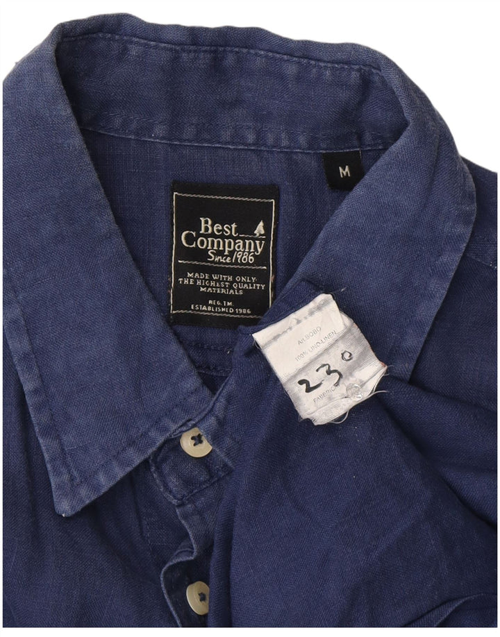 Camisa Best Company Hombre Lino Azul Marino Mediano
