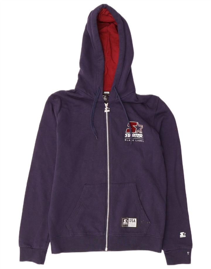 Starter - Sudadera con capucha y cremallera para hombre, tamaño mediano, algodón azul marino