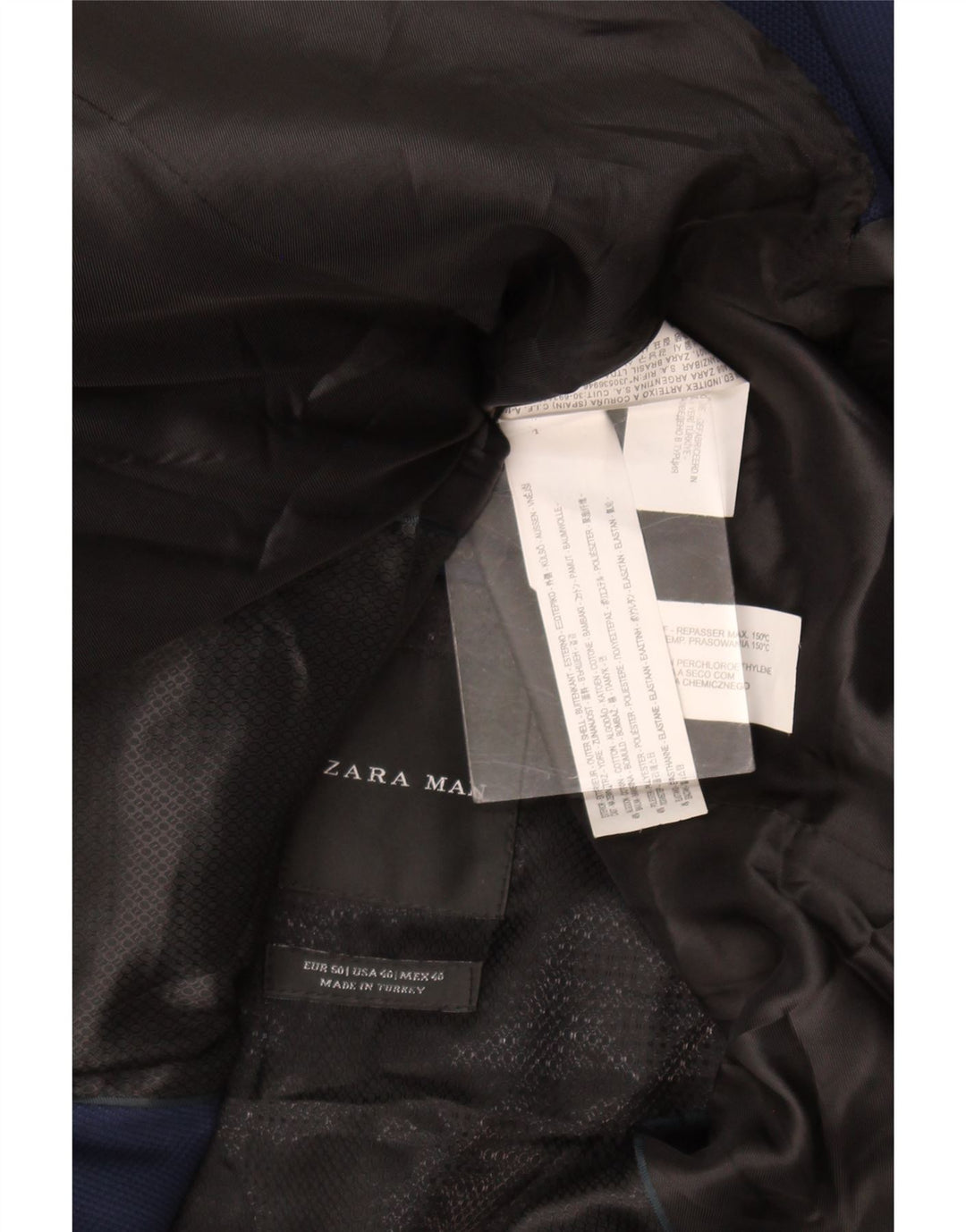 Zara Chaqueta tipo blazer de 2 botones para hombre EU 50 Mediana Azul marino Algodón