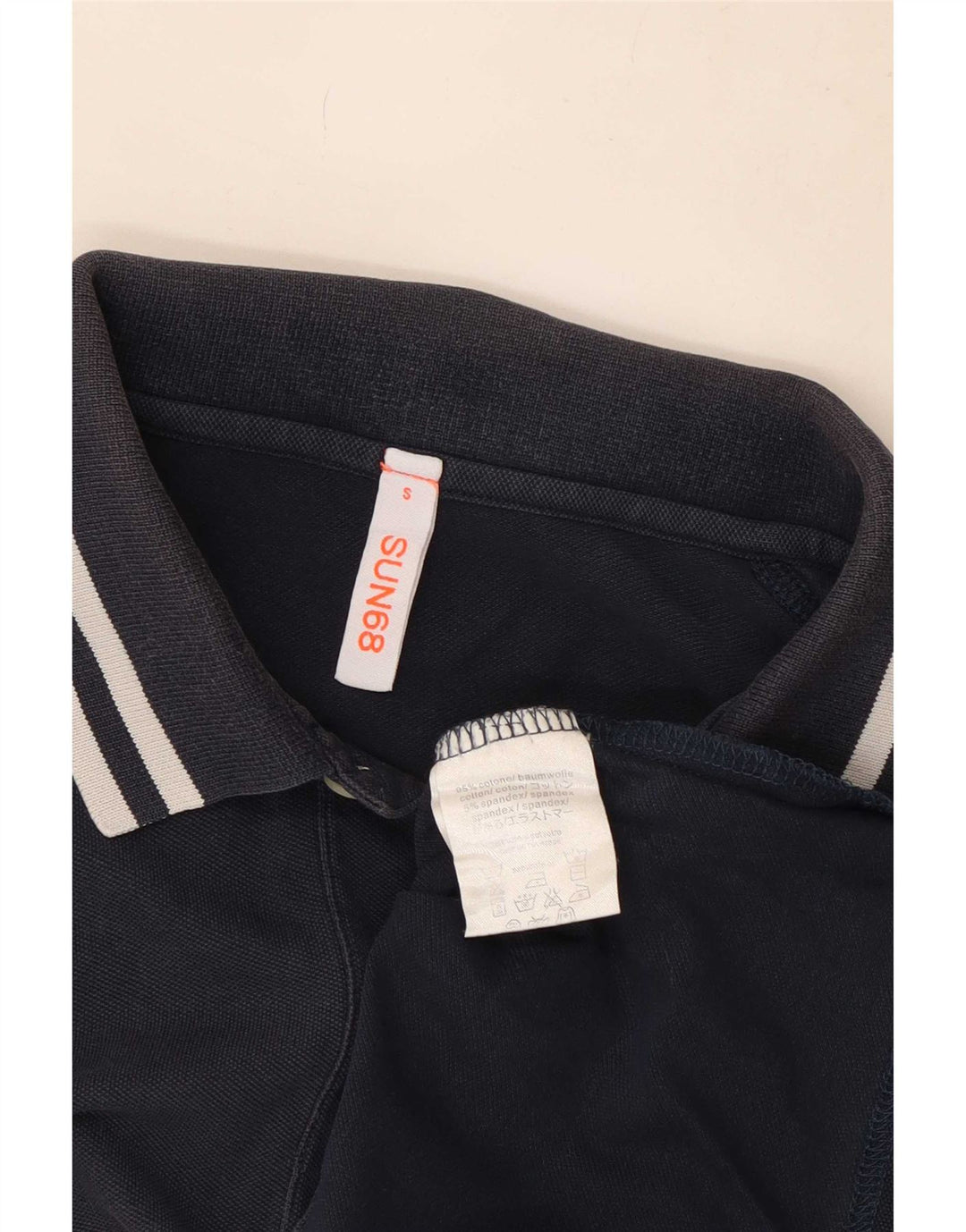 Polo Sun68 para hombre de algodón a rayas azul marino pequeño