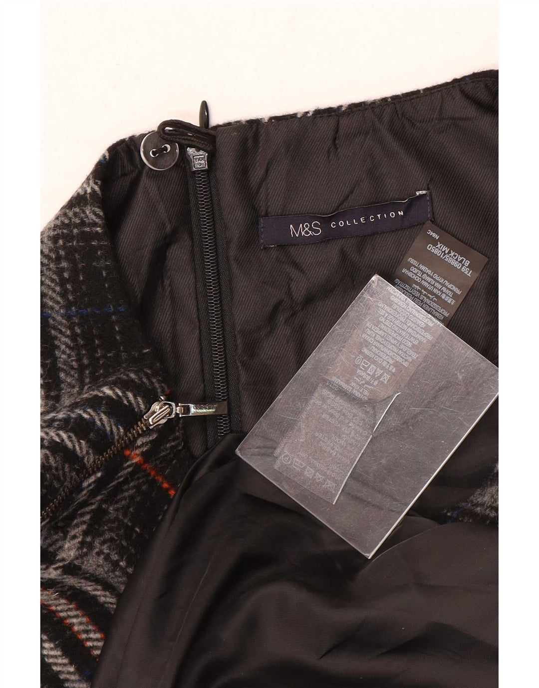 Marks & Spencer Vestido recto sin mangas para mujer UK 42 Mdium Black Plaid