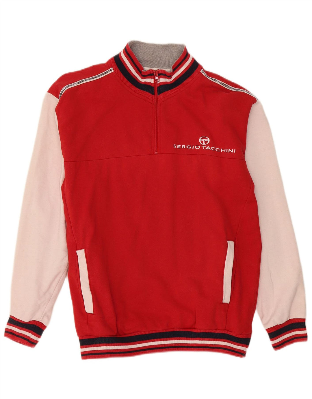 Sergio Tacchini Hombre Sudadera Gráfica Jumper Large Rojo Colorblock