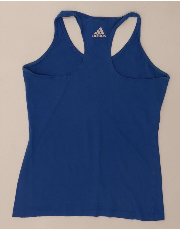 Adidas Mujer Gráfico Chaleco Top Reino Unido 8/10 Pequeño Azul Algodón