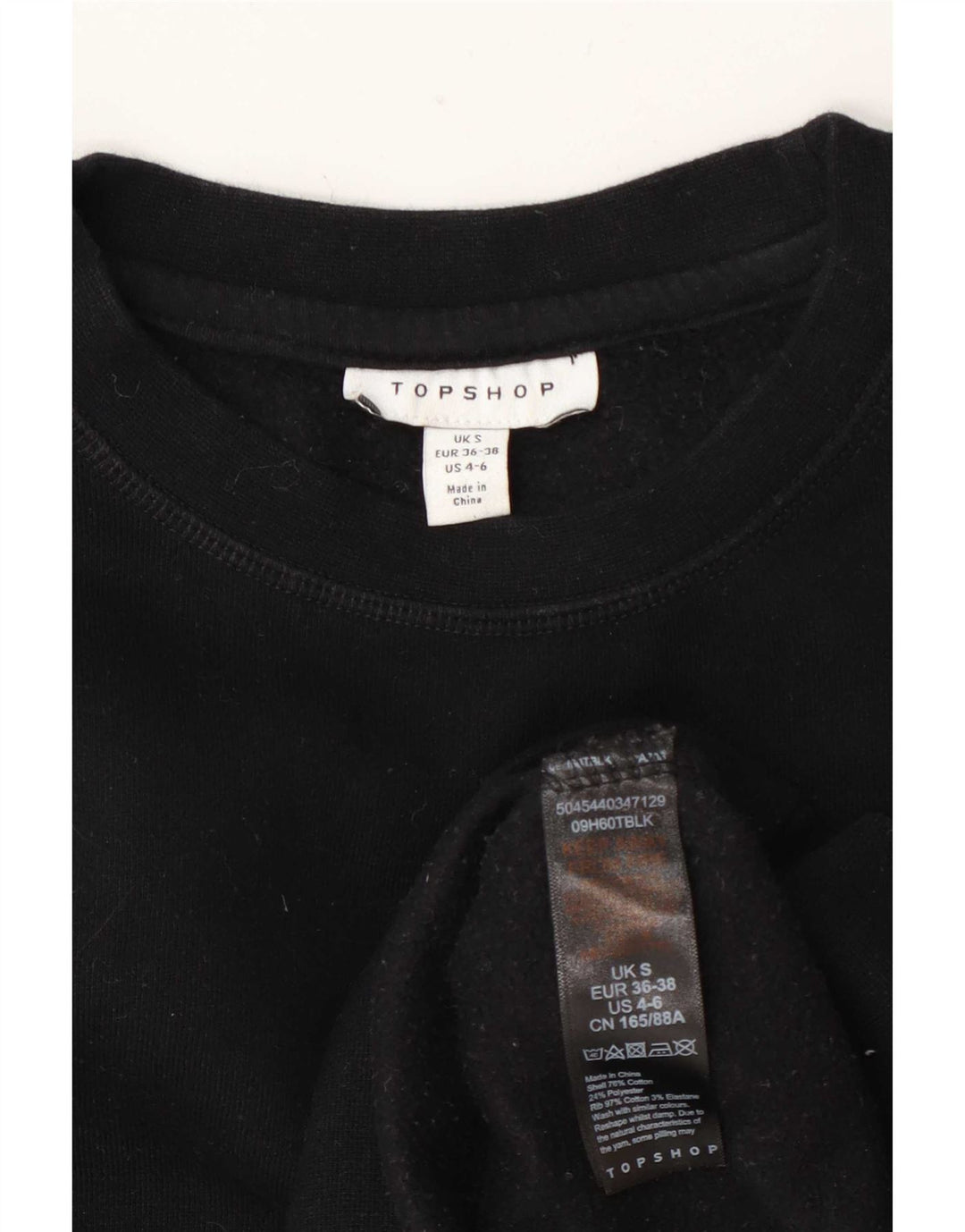Topshop Sudadera de gran tamaño para mujer, jersey UK 10 Small Black Cotton