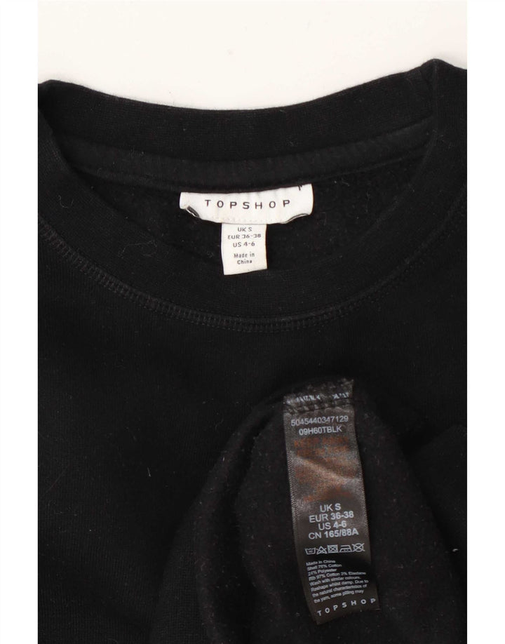 Topshop Sudadera de gran tamaño para mujer, jersey UK 10 Small Black Cotton
