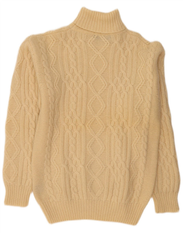 Edward Spires - Jersey con cuello vuelto para hombre, talla grande, lana beige