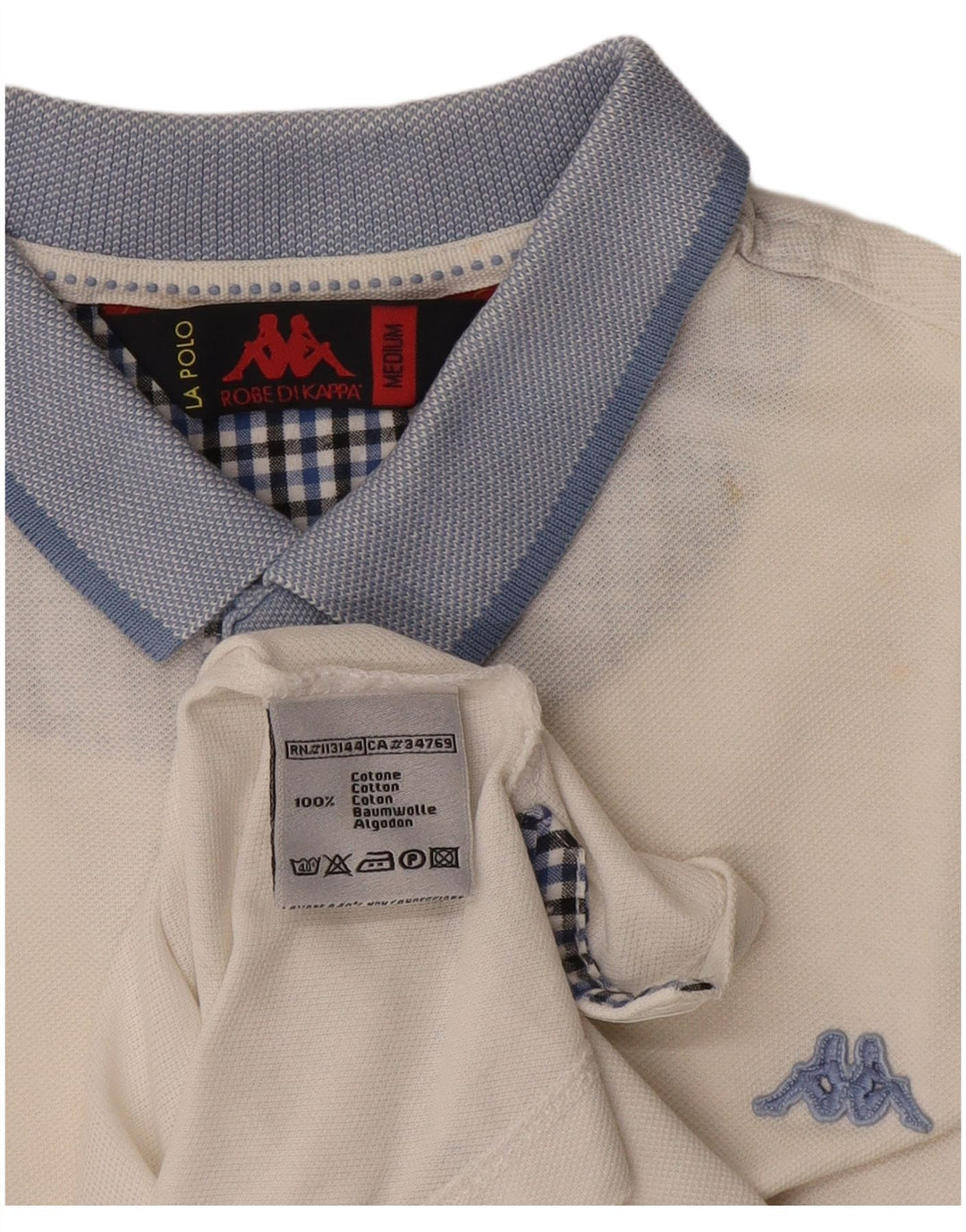 Polo Kappa Hombre De Algodón Color Block Blanco Mediano