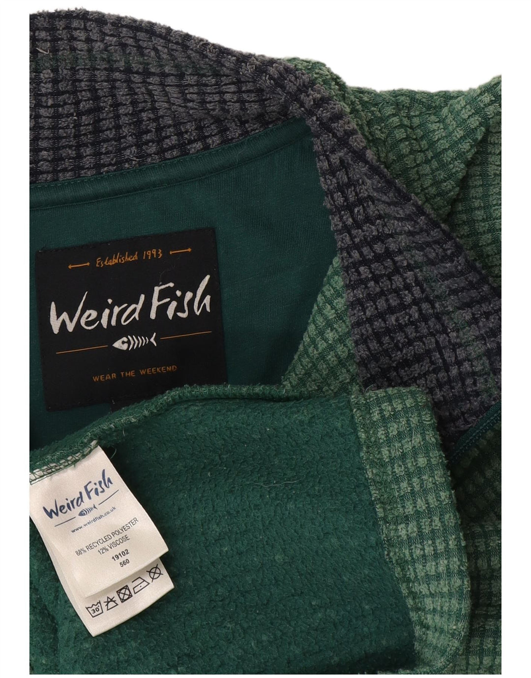Weird Fish Jersey Polar Hombre con Cremallera y Cuello XL Poliéster Verde
