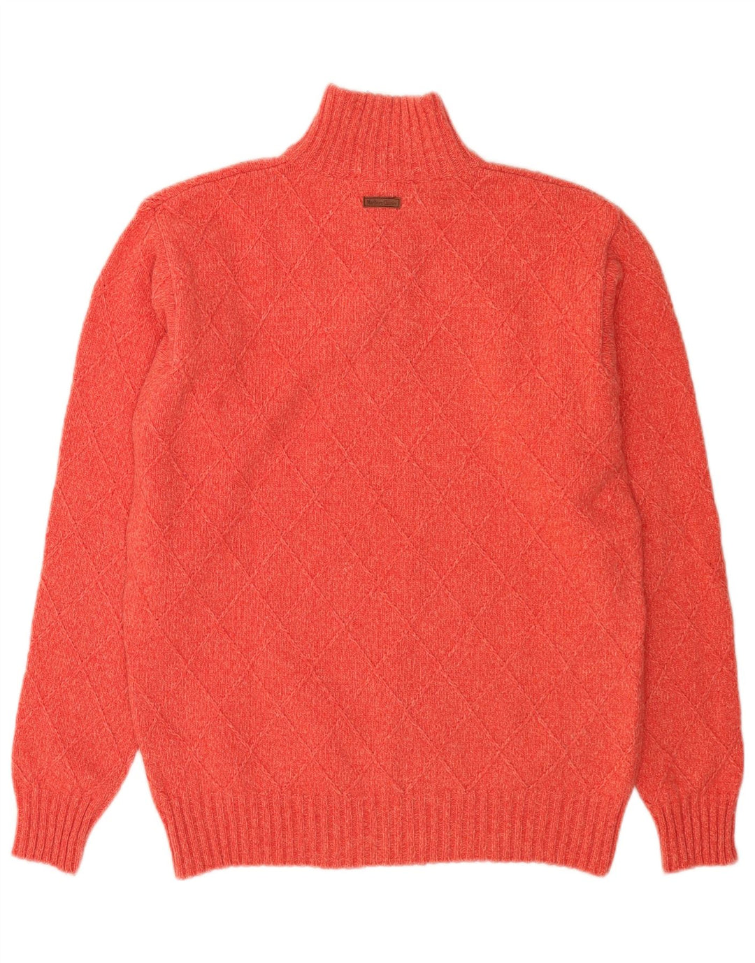 Marlboro Classics Jersey para hombre con cuello y cremallera de lana moteada de color naranja medio