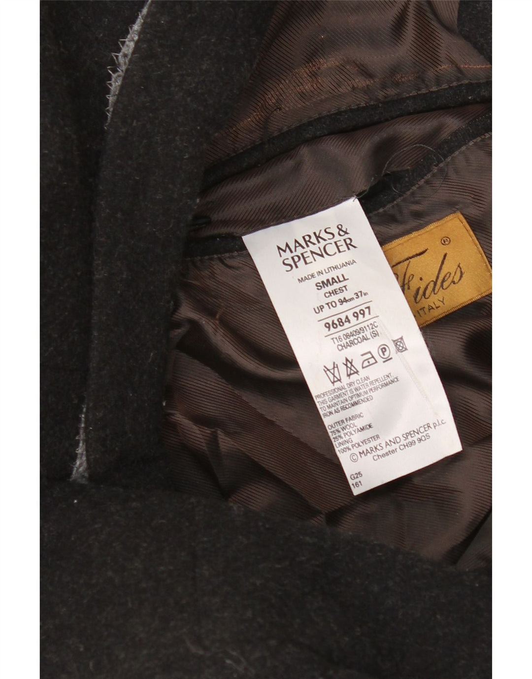 Marks & Spencer Abrigo para hombre UK 36 Small Grey Wool