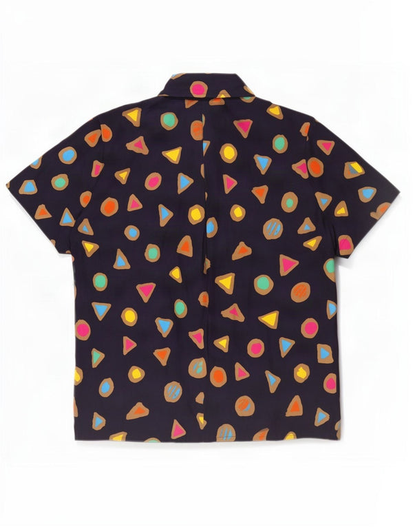 Jacques Vert Blusa de manga corta para mujer UK 40 XL Azul marino Geométrico