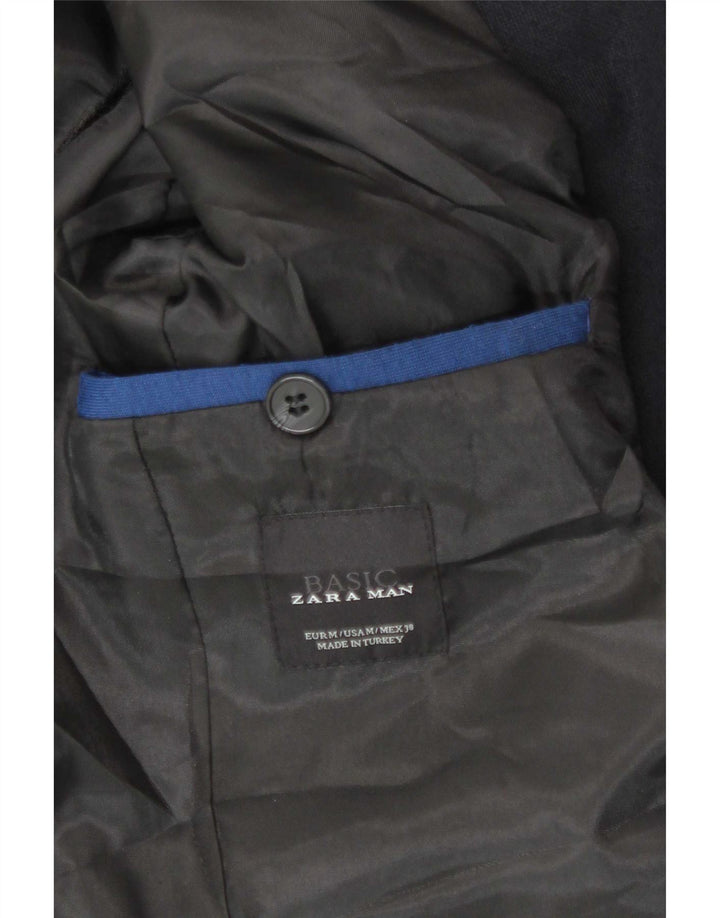 Zara Chaqueta tipo blazer de 2 botones para hombre UK 38 Mediano Azul marino Poliéster