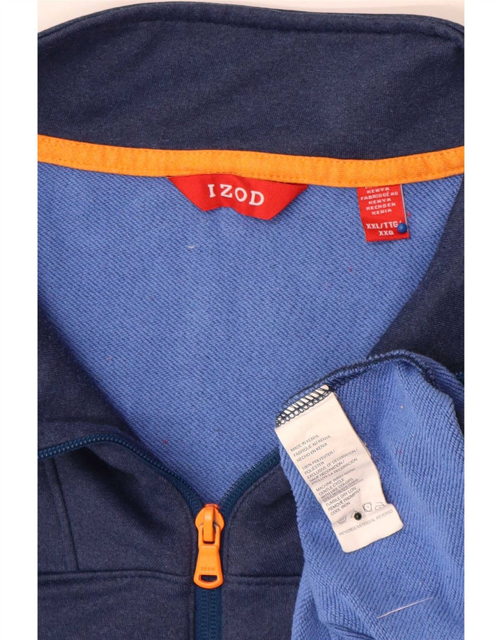 Izod Mens Zip Neck Sudadera Jumper 2XL Azul Marino Poliéster