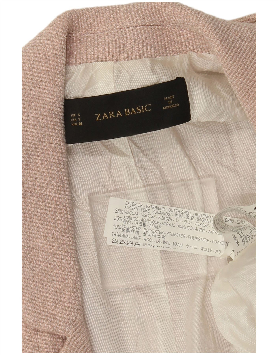 ZARA Chaqueta Blazer de Manga 3/4 Abierta de Gran Tamaño para Mujer UK 10 Small Pink