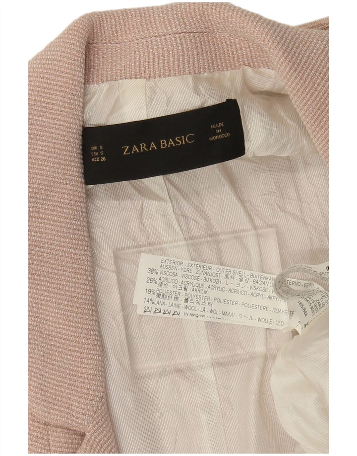 ZARA Chaqueta Blazer de Manga 3/4 Abierta de Gran Tamaño para Mujer UK 10 Small Pink