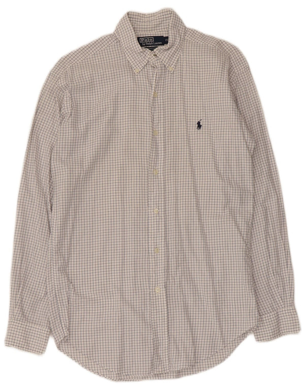 Polo Ralph Lauren Mens Yarmouth Shirt Size 15 Medium White Gingham Cotton