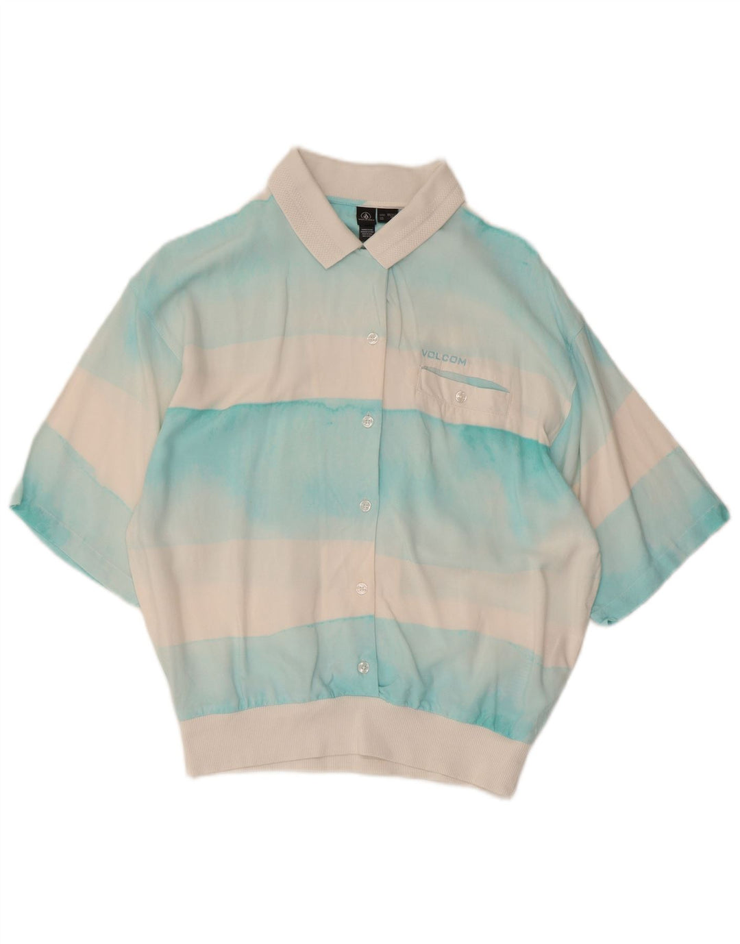 Volcom Blusa tipo jersey de manga corta para mujer UK 6 XS Blanco Colorblock