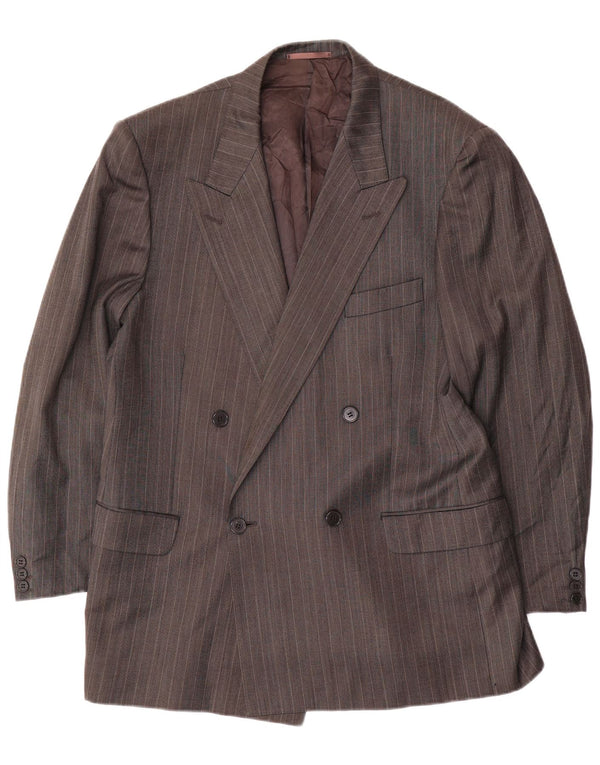 JAEGER Chaqueta tipo blazer con doble botonadura para hombre IT 54 2XL Lana gris a rayas