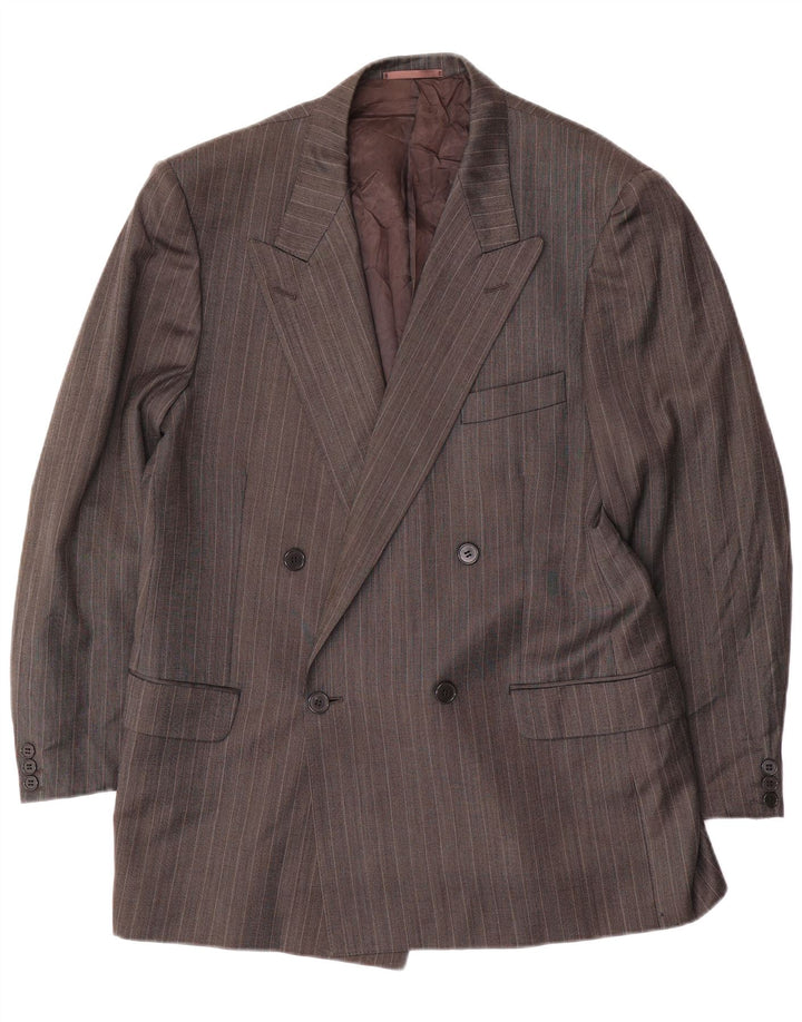 JAEGER Chaqueta tipo blazer con doble botonadura para hombre IT 54 2XL Lana gris a rayas