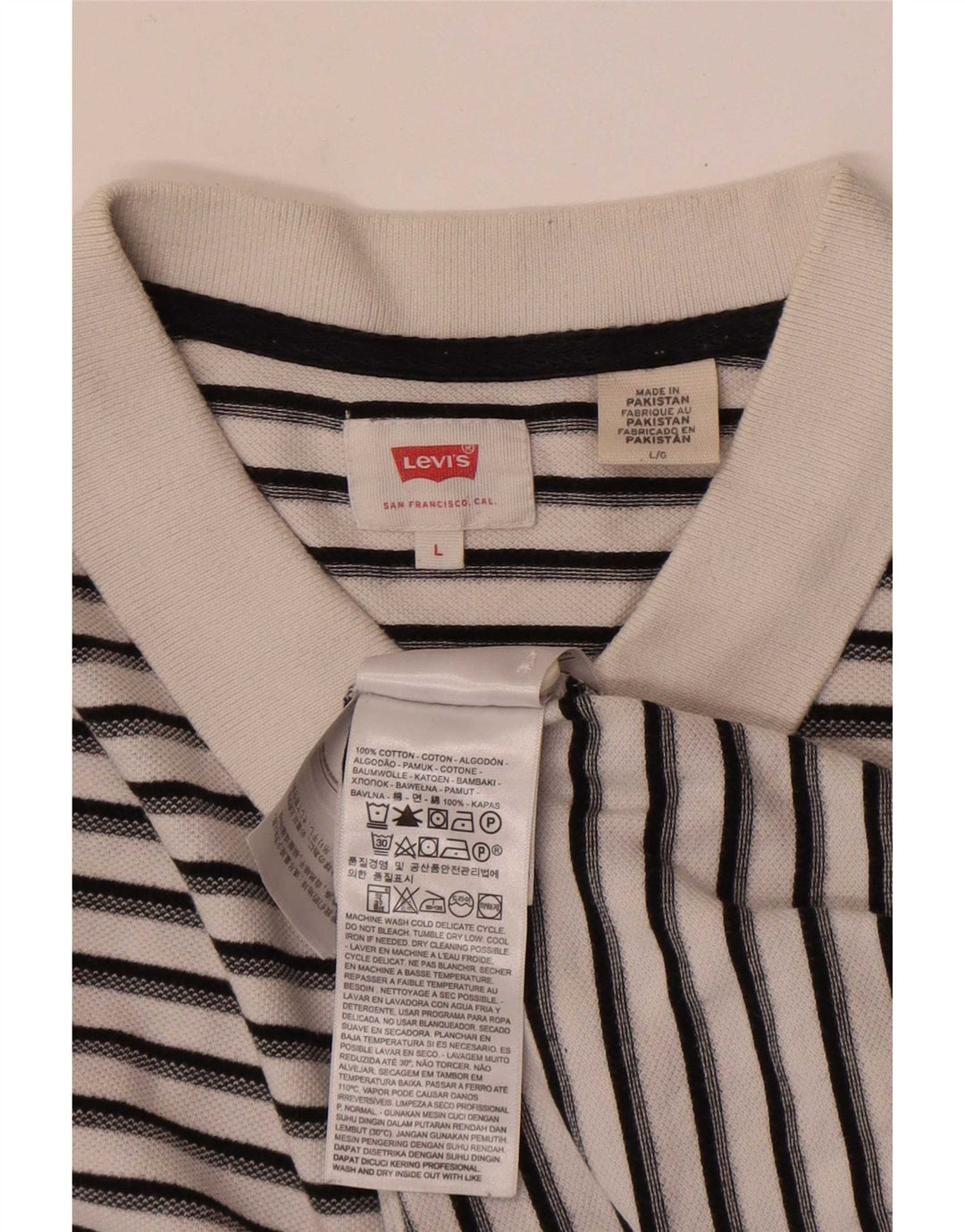 Polo Levi's para hombre de algodón a rayas blancas grandes
