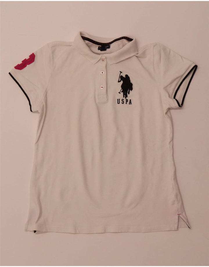 US POLO ASSN Polo gráfico para mujer UK 18 XL Algodón blanco