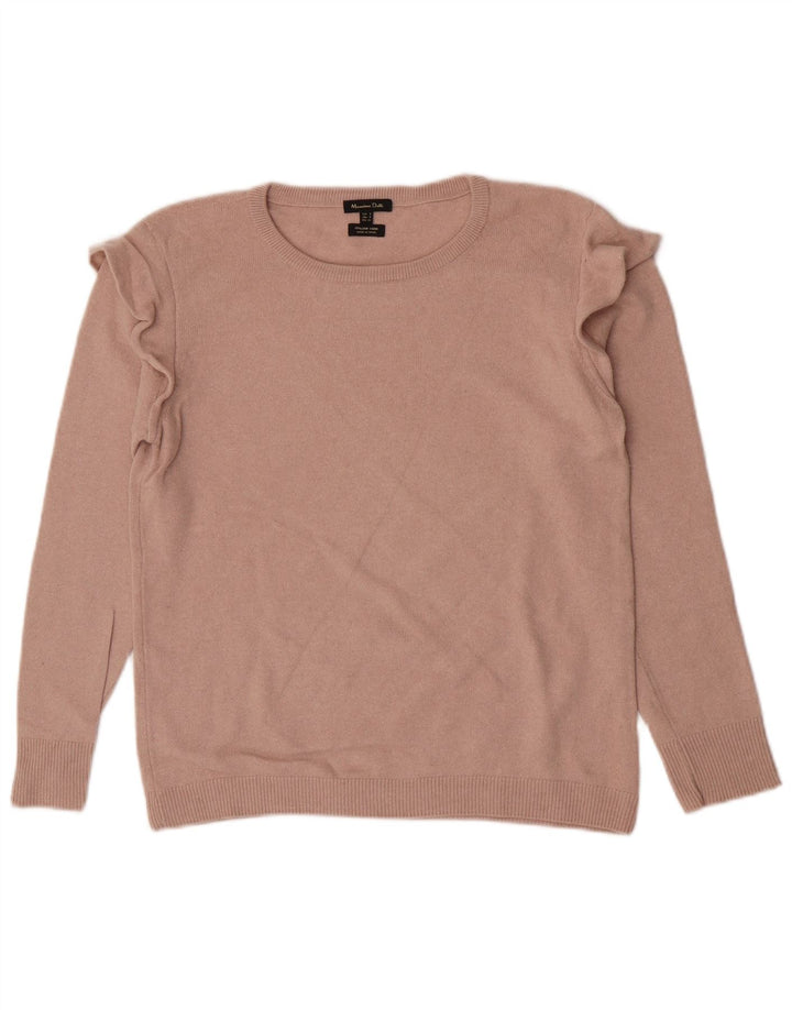 Massimo Dutti Jersey Mujer Cuello Barco UK 10 Small Beige Poliamida