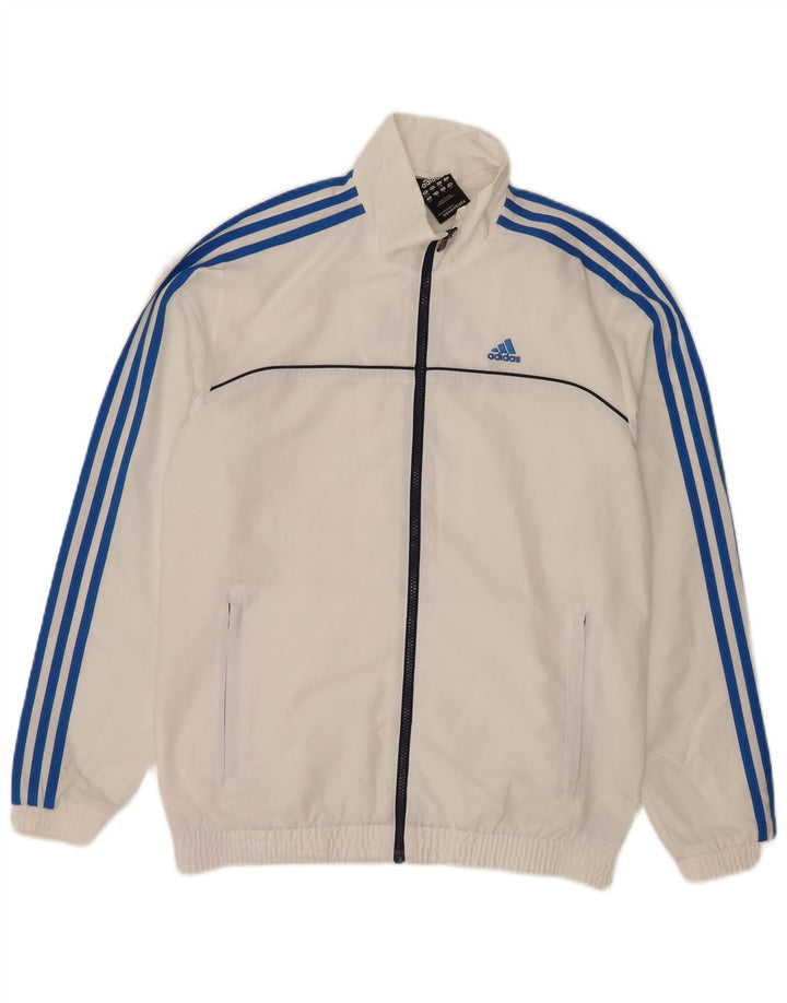 Adidas - Chaqueta de chándal gráfica para hombre, talla 36/38, poliéster blanco pequeño