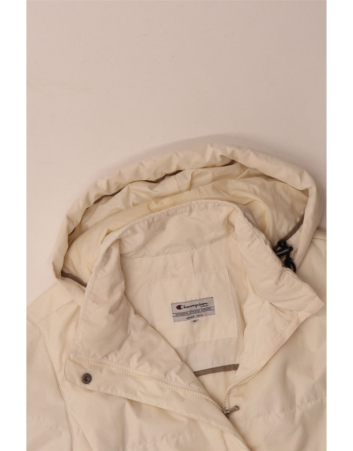 CHAMPION Chaqueta acolchada con capucha para mujer UK 14 Medium Off White