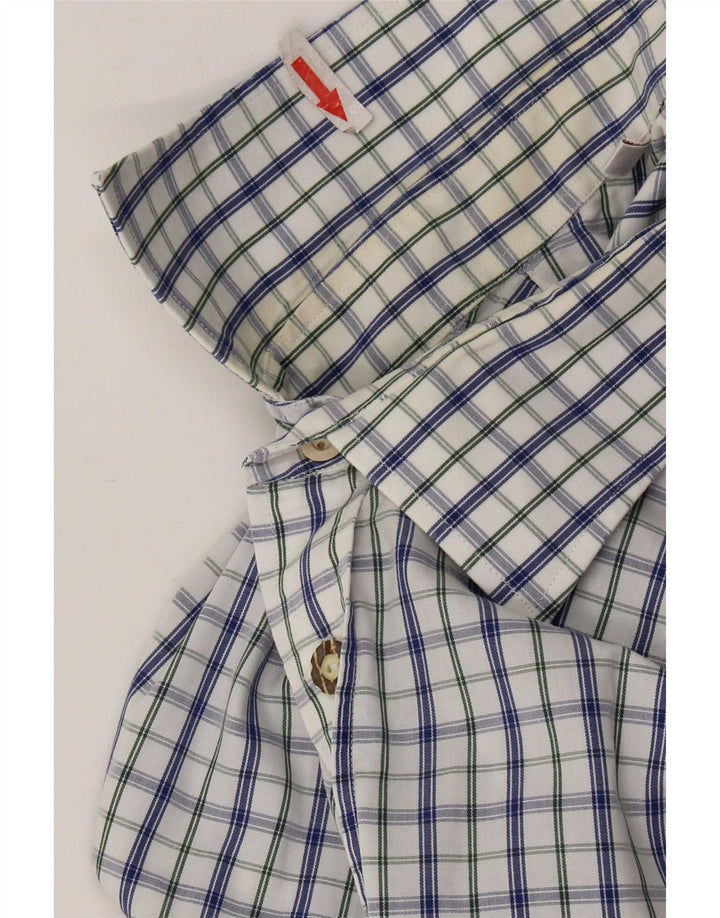 Gloriette Camisa Hombre Talla 43 Algodón Cuadros Blanco Grande