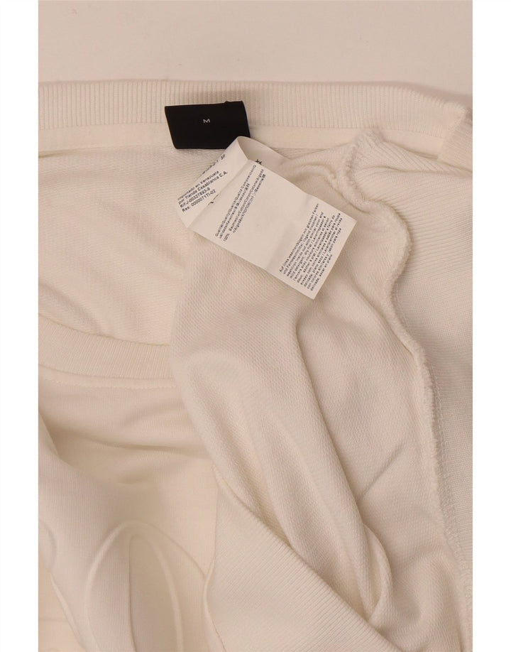 HUGO BOSS Hombre | Sudadera con gráfico tipo jersey de algodón blanco mediano