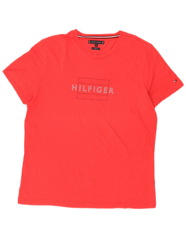 Tommy Hilfiger Hombre Slim Fit Graphic Camiseta Top XL Algodón Rojo