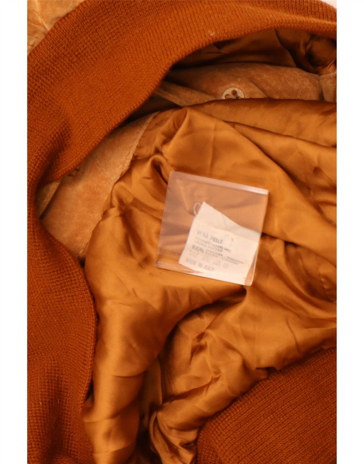 VINTAGE Chaqueta bomber de ante para hombre Reino Unido 42 XL Cuero marrón