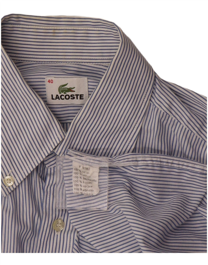 Camisa Lacoste Hombre Talla 40 Mediana Algodón Rayas Azul Marino