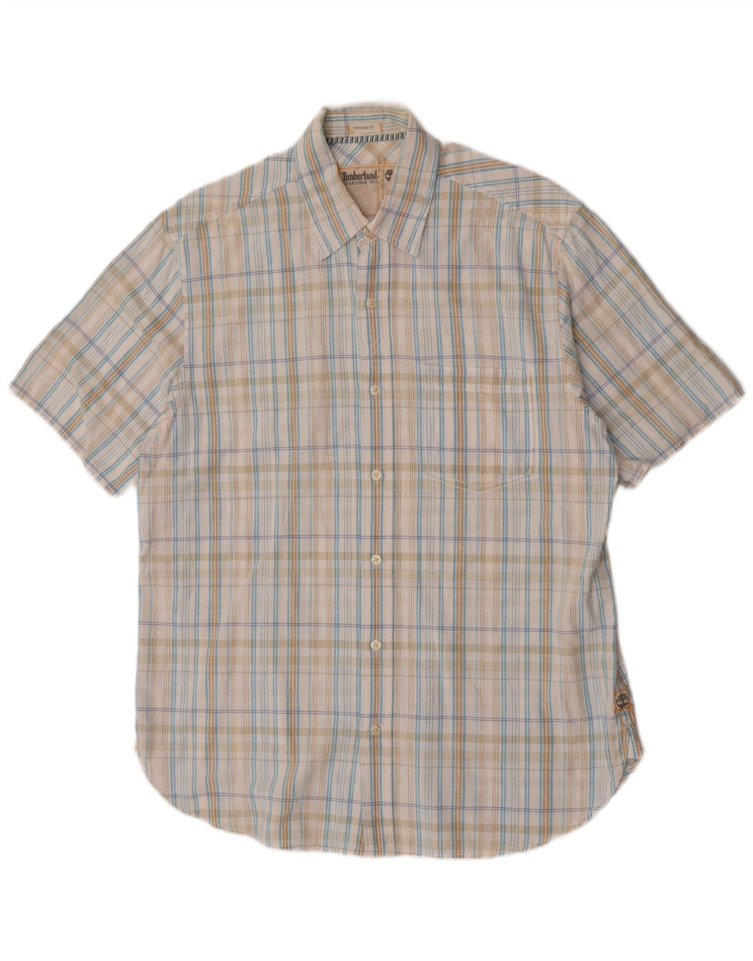 Timberland Camisa De Manga Corta De Corte Estándar Para Hombre Algodón A Cuadros Azul Medio