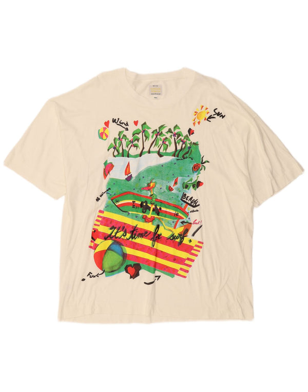 BENETTON Camiseta gráfica para hombre Top XL Off White