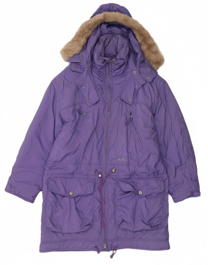 ELLESSE Womens Oversized Hooded Windbreaker Coat UK 14 Medium Purple