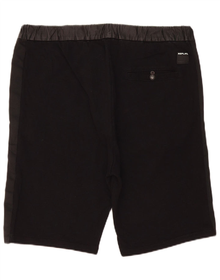 REPLAY Pantalones cortos chinos para hombre grande W34 algodón negro