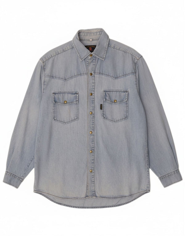 Armata Di Mare Mens Denim Shirt Medium Blue Cotton
