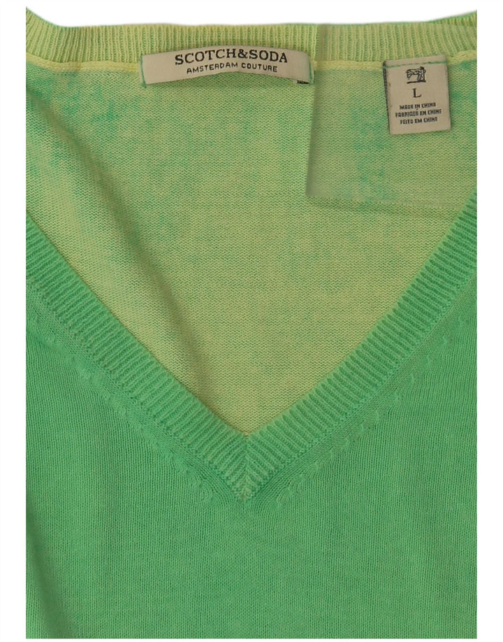 SCOTCH & SODA Jersey con cuello en V para hombre Large Green
