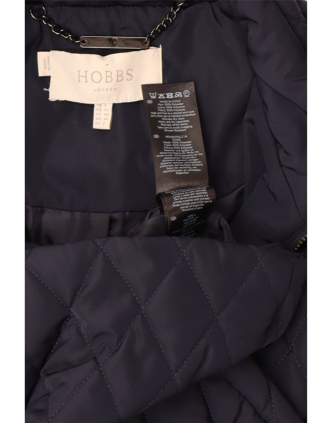 Hobbs Abrigo acolchado acolchado para mujer UK 6 XS Poliéster azul marino