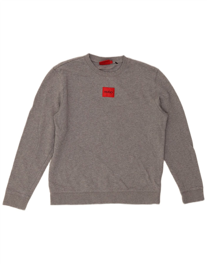 HUGO BOSS Sudadera para mujer Jumper UK 14 Algodón moteado gris medio
