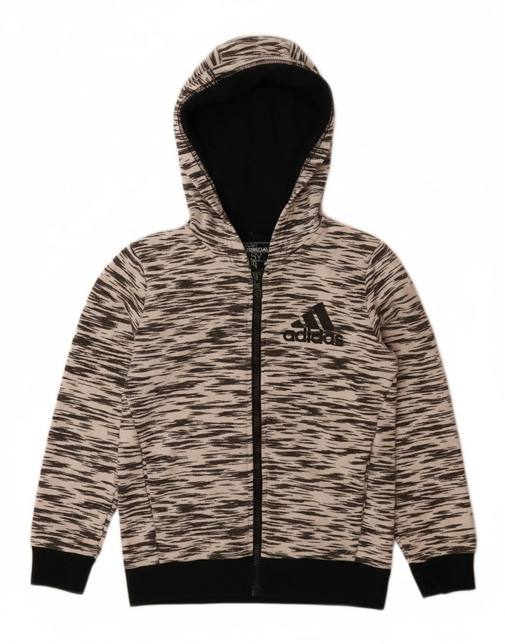 ADIDAS Suéter con capucha y cremallera Climalite para niños 7-8 años Poliéster moteado gris