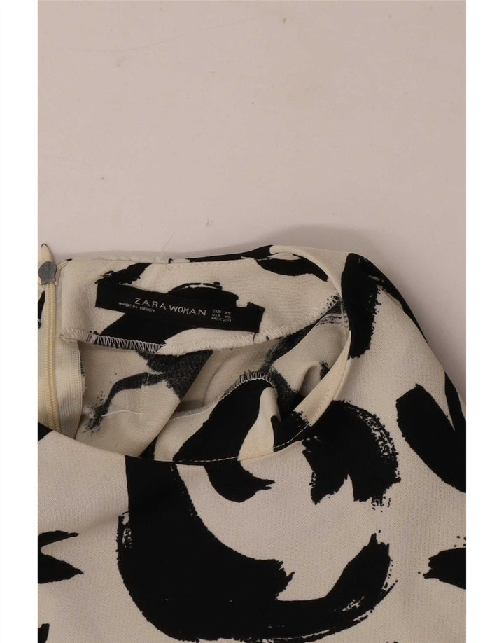 Zara Mujer Blusa Top UK 6 XS Off White Geométrico
