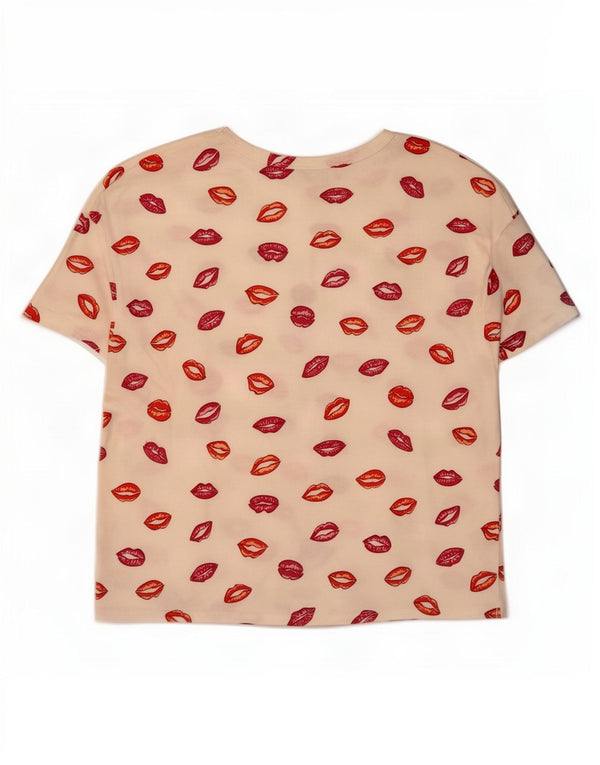 Zara Mujer Crop Graphic Camiseta Top UK 10 Small Blanco