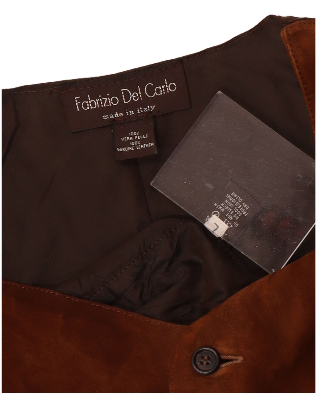 FABRIZIO DEL CARLO Chaleco de ante para hombre grande de cuero marrón